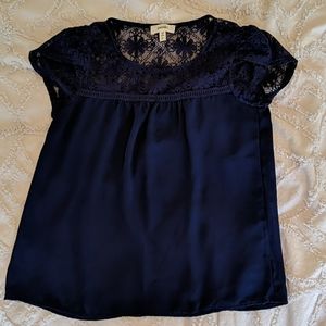 Navy blue blouse, short sleeve